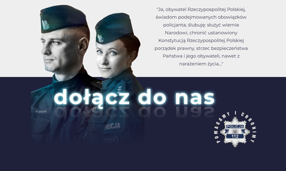 Plakat z policjantką i policjantem