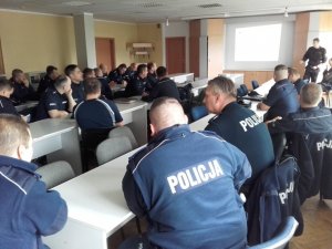 Policjanci biorą udział w szkoleniu