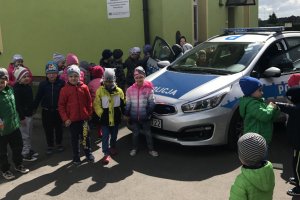 Wizyta policjantki w przedszkolu.