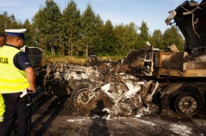 Groźna kolizja na DK1. Spłonęły dwie ciężarówki