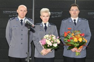 policjanci podczas uroczystości wprowadzenia nowych zastępców komendanta Miejskiego Policji w Częstochowie