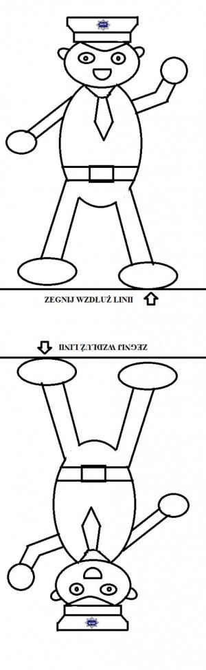 narysowany kontur policjanta do samodzielnego złożenia