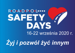 plakat z napisem road safety days (z angielskiego oznacza dni bezpieczeństwa ruchu drogowego)
