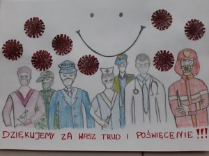 obrazek przedsatwiający ludzi nad którymi widnieje obraz wirusa