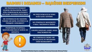 plakat promujący akcje z napisem &quot;Babciu Dziadku bądźcie bezpieczni&quot;