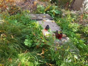 mogiła i grób policjanta policji państwowej na cmentarzu na Ukrainie
