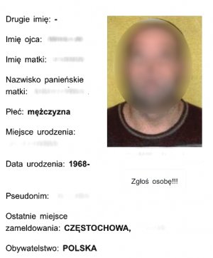 karta poszukiwania za 53-latkiem umieszczona w Internecie na stronie policji