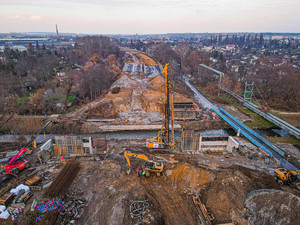 zdjęcie z lotu ptaka - widok na remontowany odcinek drogi