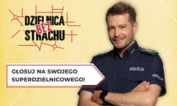 Plakat z umundurowanym policjantem