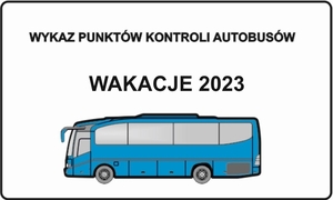 Plakat z napisem na którym widnieje autokar