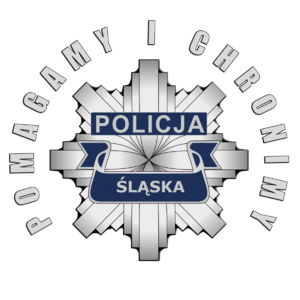 Policyjne logo z napisem: pomagamy i chronimy