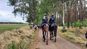 Policjanci na koniach patrolują teren