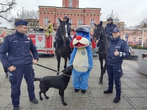 Policyjne konie i pies wśród policjantów ze Sznupkiem