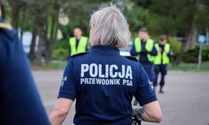 Policjantka w terenie rozgląda się