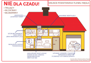 Plakat informacyjny przedstawiający przekrój budynku mieszkalnego