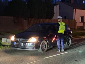 Policjantka kontroluje pojazd