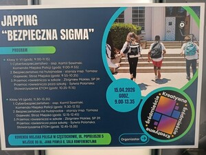 Plakat informacyjny ze zdjęciami i napisami