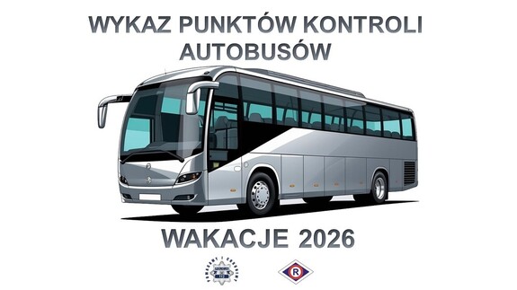 Plakat informacyjny z rysunkiem autokaru